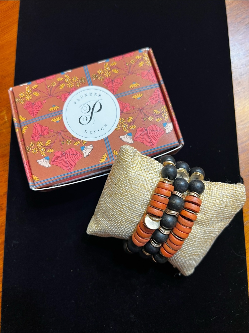 Plunder Orange and Black Beaded Bracelet Stack